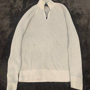 XS White & Grey Men's Zip-up Turtleneck